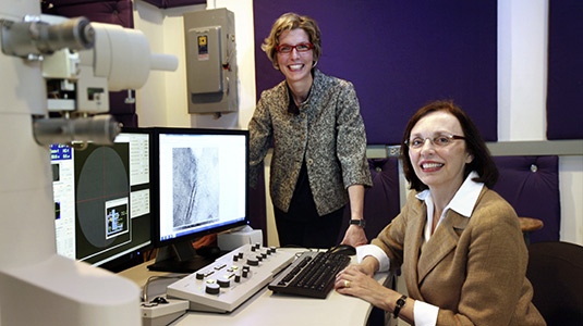 Katherine T. Faber (right), a Walter P. Murphy Professor in materials science and engineering at Northwestern, and Francesca Casadio, the Andrew W. Mellon Senior Conservation Scientist at the Art Institute of Chicago, will co-direct the new Center for Scientific Studies in the Arts.