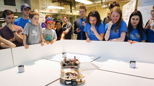 A robot competes in the 2013 Design Competition.