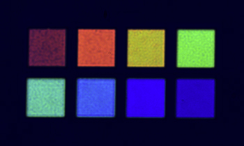 Photograph of colorful images fabricated using focused ion beam technique for patterning on the thin films with oxide thickness variation.