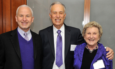 Northwestern President Morton Schapiro (left) with Ronald and JoAnne Willens