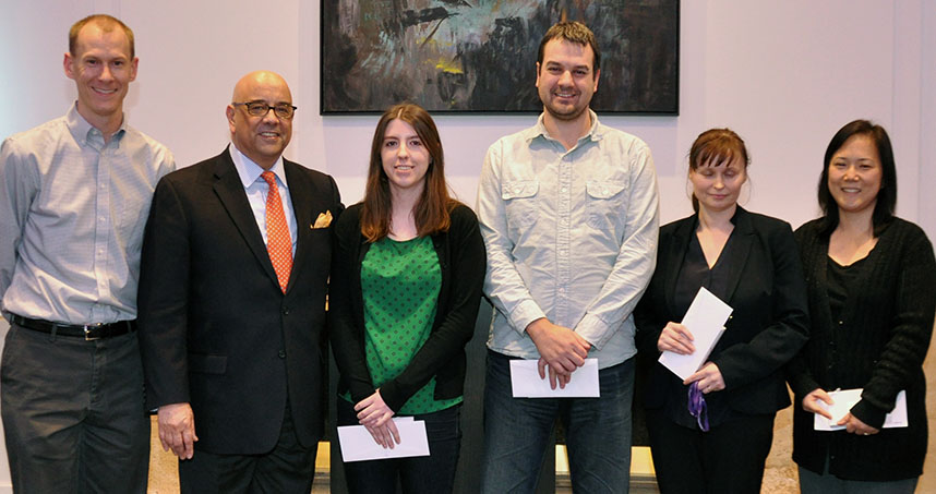 Honored for five years: Stephen Tilley, Danielle Aubry, Danny Bockenfeld, Agnes Kaminski, and Annie Lee.