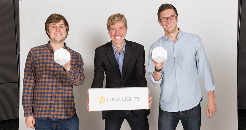 From left to right: Luna Lights team members Donovan Morrison, Stephen Jensen, and Matt Wilcox