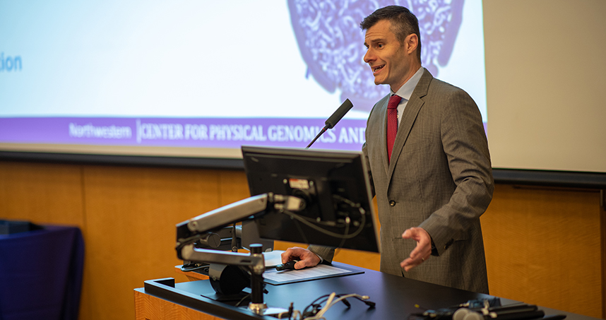 Vadim Backman, Center for Physical Genomics and Engineering director, kicked off the symposium. Credit: Rob Hart