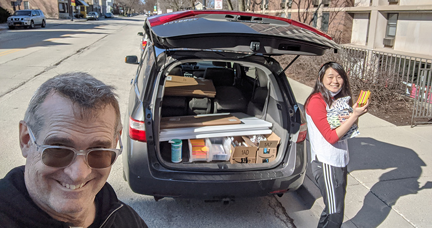 Jim Wicks used his family van to distribute course materials to local students.