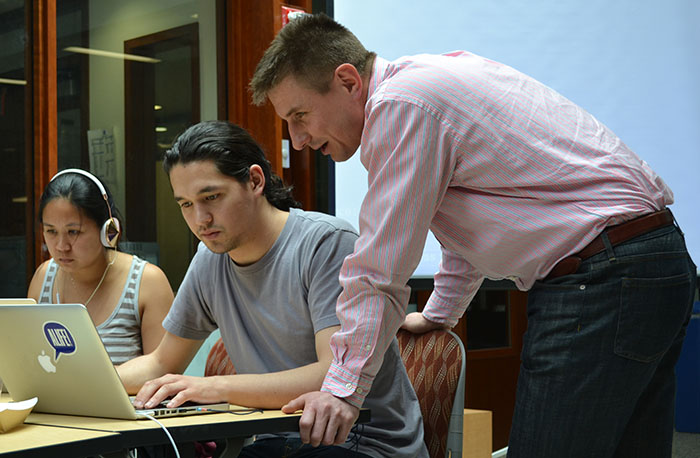 Program Director Diego Klabjan working with Students