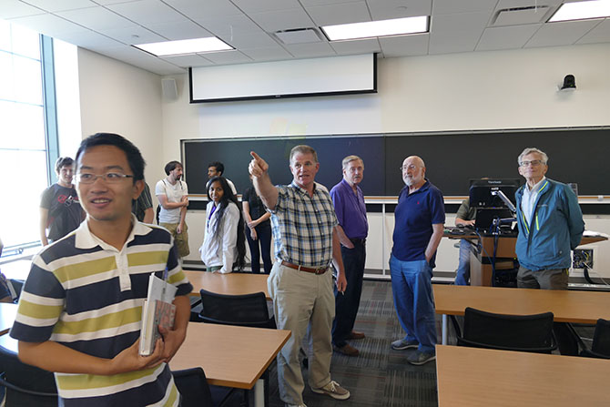 Prof. Chopp leads tour of remodeled classroom