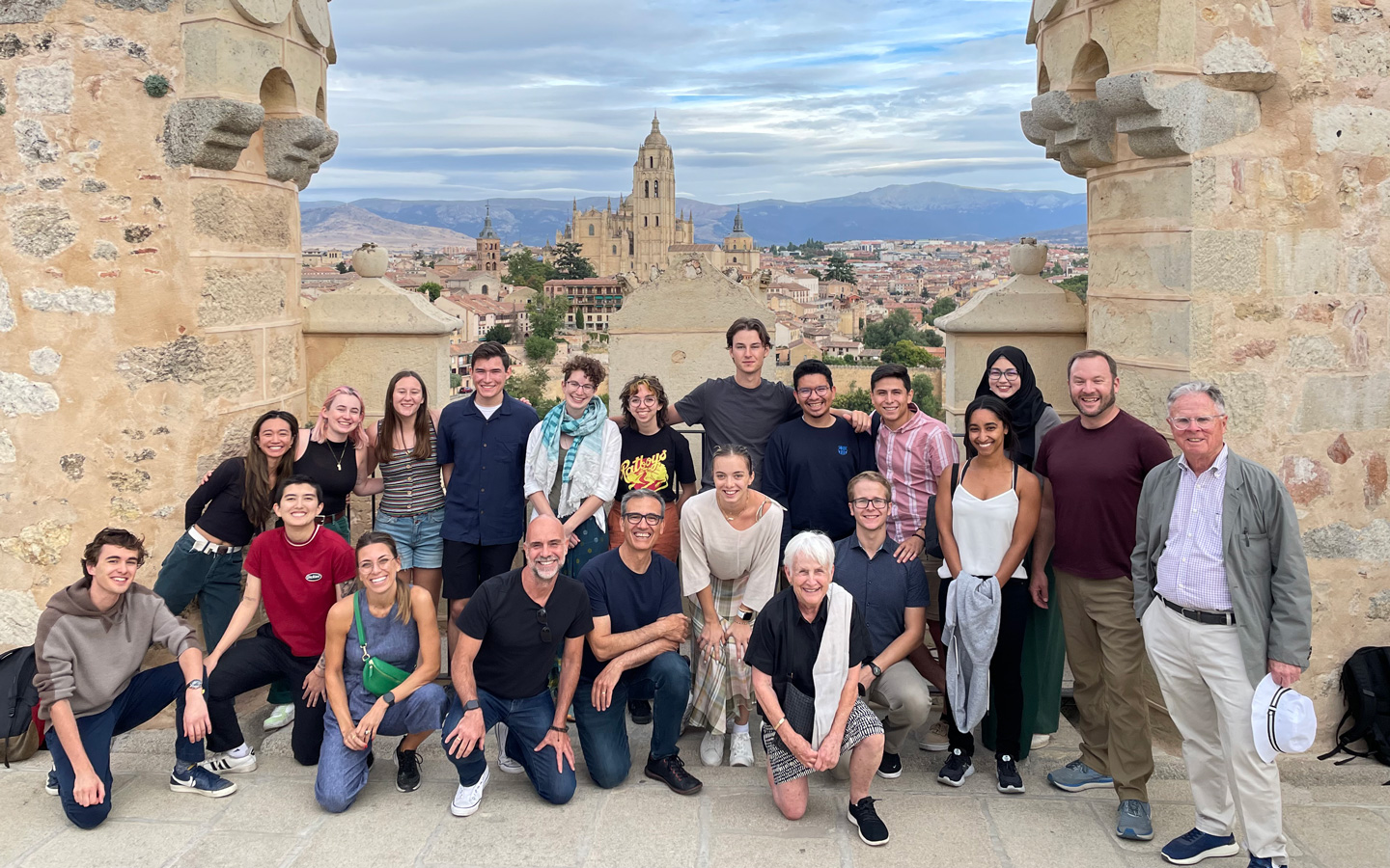 Class photo above the city of Segovia, Spain