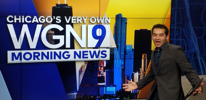 Photo provided by Michael Cantu from his time working at WGN