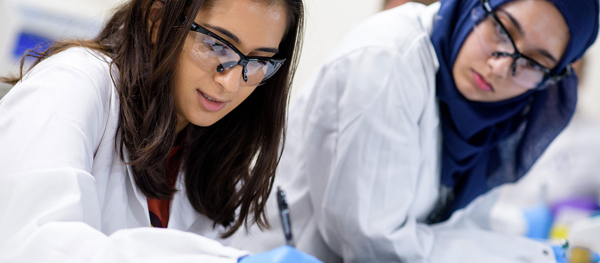 Students working at a lab