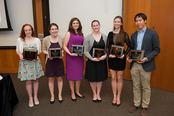 2014 CEE Award recipients (l – r): Abby Christman, Rose Milavitz, Lizzy Conger, Ruthie Norval, Julija Vinckeviciute, and Derek Cheah.