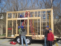 Students working on the Tiny House.