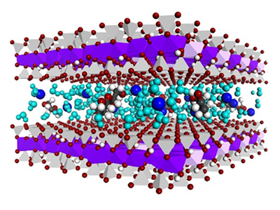 Molecular simulations of water dynamics in soil mineral nanopores. (Credits: Aristilde Lab)