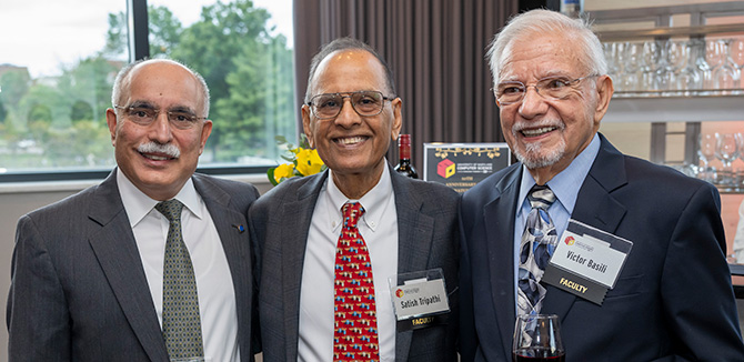 (l to r): Samir Khuller, Satish Tripathi, and Victor Basili | Photography by UMD CS