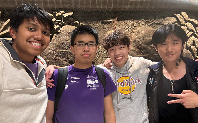 The "MREEOWWW” team (L to R): Milind Maiti, Phawin Prongpaophan, Maxwell Chen, and Ryan Liu