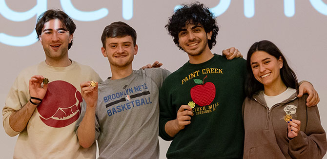 Angel Shot team won third place. (l to r): Jack Burkhardt, Finn Wintz, Lev Rosenberg, and Alexis Diaz-Waterman