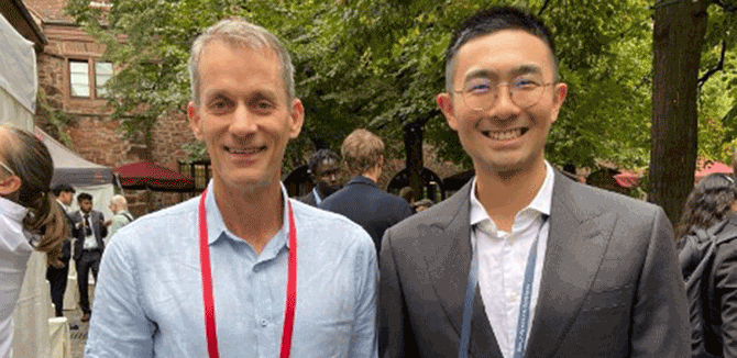 Charles Cui (r) and his 'intellectual hero,' Google’s chief scientist Jeffrey A. Dean.