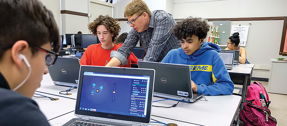 Professor Michael Horn and students