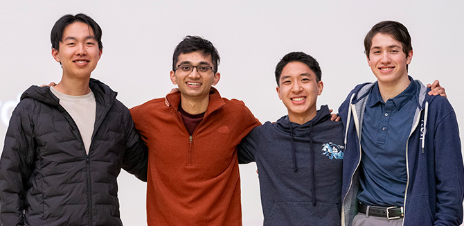 FarmFlight team: Andrew Yuan (L), Kaival Shah, Jayden Huang, and Thomas McGuire