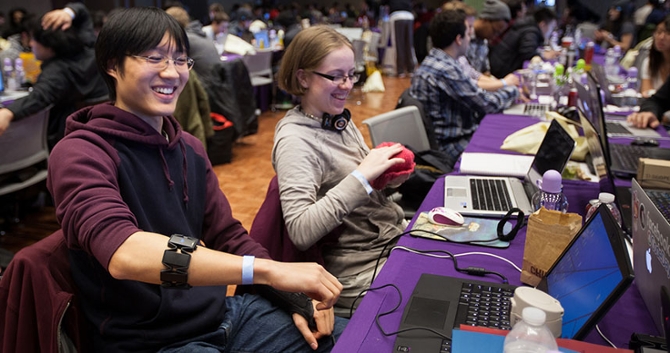 Students crowded into the Norris University Center to hack code and have fun at the second annual WildHacks event.