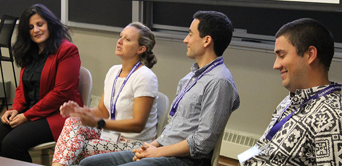 Panelists recite their experience in research.