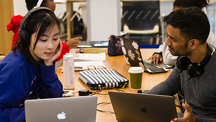 Grace hopper students on stairs