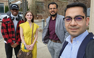 (l to r): CGI U students Pattan Sandy Bockarie, Aimee Resnick, Aditya Singh, Sitanshu Goyal