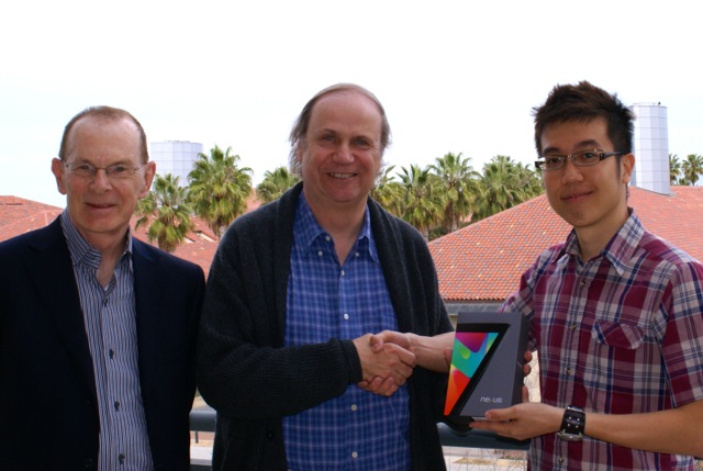 Chi Hung Chong from Stanford receives his Nexus 7 Wifi tablet.