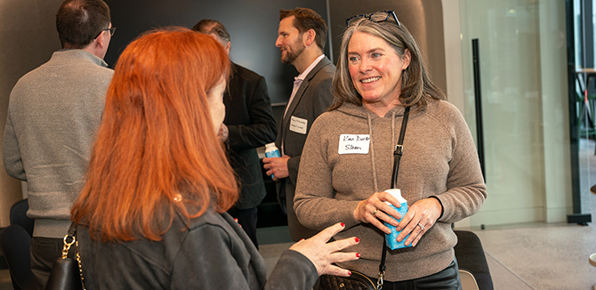 Two women networking