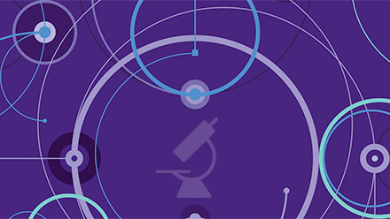 Networking design with circles and microscope icon
