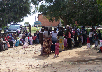 A new HIV test developed at Northwestern will work in locations convenient for patients, such as this vaccination site in Zambia.