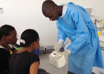 A demonstration of the p24 test in Mozambique