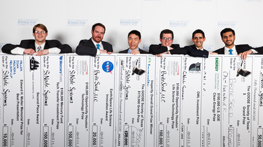 SiNode and BriteSeed won more than $1 million combined in the Rice Business Plan Competition. Photo courtesy of Slyworks Photography.