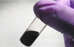 A vial of prepared graphene ink. Reprinted with permission from the Journal of Physical Chemistry Letters. Copyright 2013 American Chemical Society.