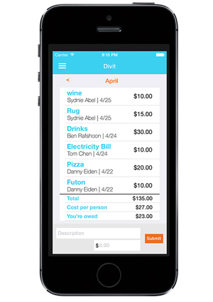 With Divit, roommates can see how much they owe for shared expenses.