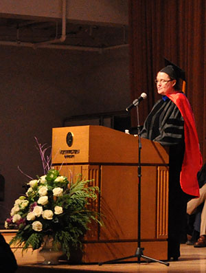 Brenda Dietrich addresses the crowd.