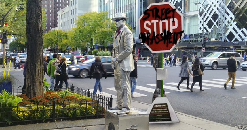 Students installed their "Speak Up" project on Michigan Avenue in downtown Chicago.