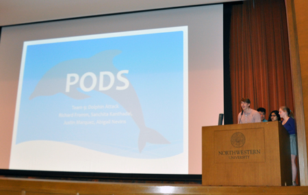 Team Dolphin Attack presents PODS, a unique approach to improving volunteer engagement at the Red Cross, during the IEMS 365: Analytics for Social Good Hackathon 2015.