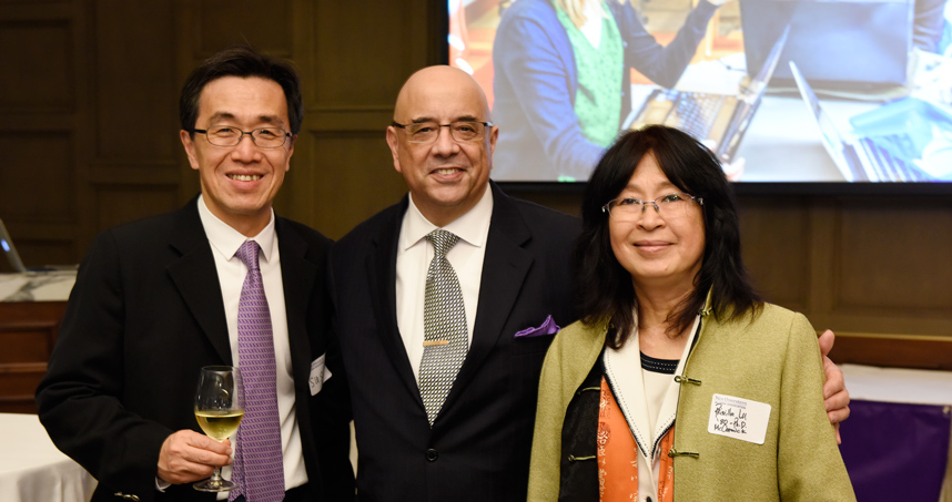 From left: Shih-Wei Sun (PhD '86), Dean Julio M. Ottino, Priscilla Lu (PhD '80)