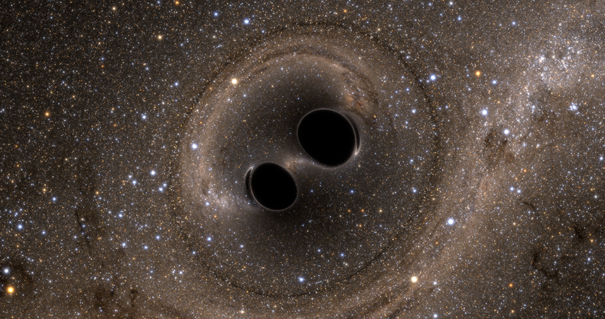 The detected gravitational waves came from the merging of two distant black holes.