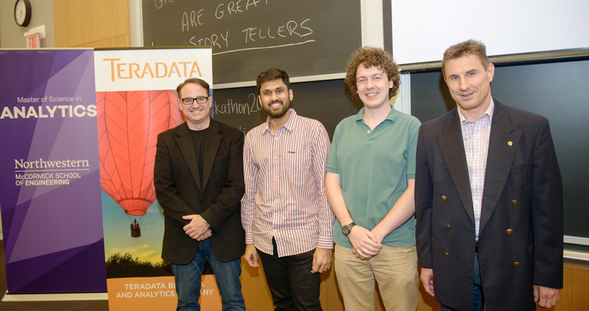 From left: Teradata's John Thuma, Kapil Bhatt, Jamie Green, and Professor Diego Klabjan