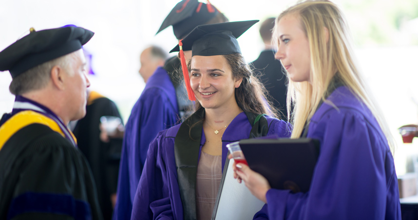 Friends celebrate their graduation after Northwestern Engineering's Undergraduate Convocation.
