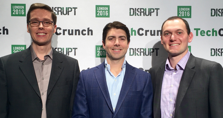 PhenixP2P's presenting team (from left): Andreas Schuler (MS ’01), Tripp Welge, and Kyle Bank