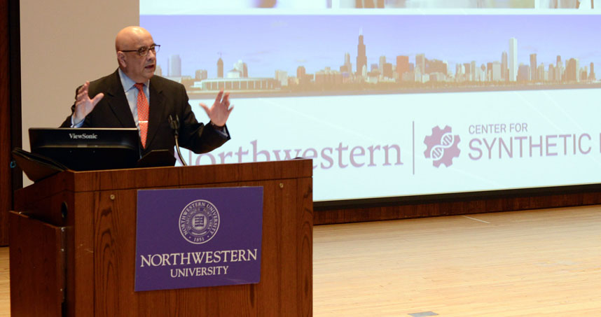 Julio M. Ottino, dean of Northwestern Engineering, welcomes ERBC retreat attendees to Northwestern.