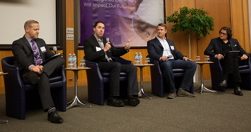 Sports panel: Jeff Mjaanes, J-K Davis, Bobby Basham, and moderator Robert Wolcott