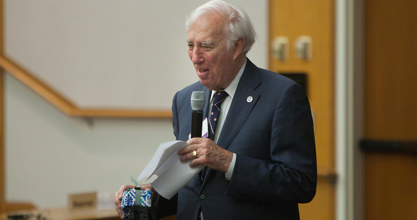 C.D. Mote, president of the National Academy of Engineering, welcomes guests to the symposium.