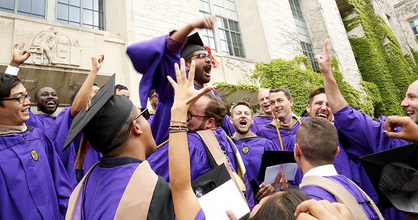 After the ceremony, graduates celebrate outside of Tech.