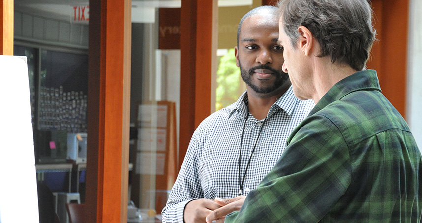 Donald Williamson, an assistant professor at Indiana University, presents his work on "de-noising" speech.