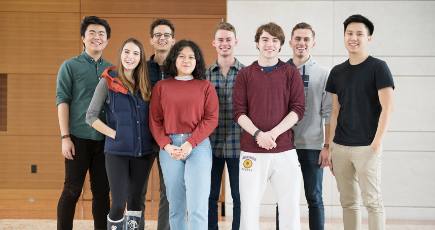 From left: Tommy Li, Abby Pratt, Thomas Massion, Anna Deng, Conor McGeehan, Will Parsons, Eric Brown, Jonathan Dai