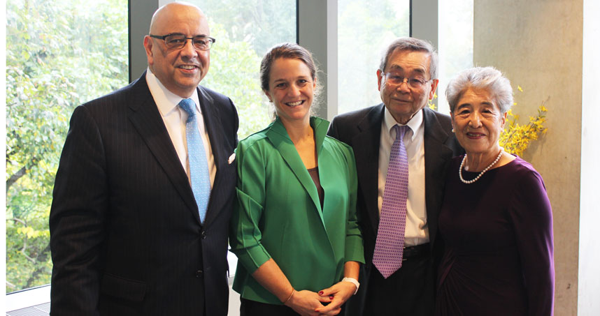 Left-right: Dean Julio M. Ottino, Associate Prof. Liz Gerber, Prof. Emeritus Masahiro “Mike” Meshii & Eiko Meshii