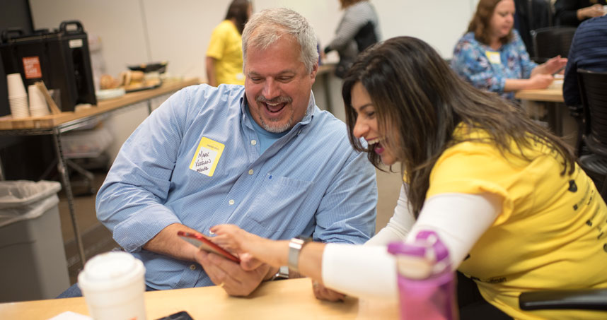 During the lab, participants showed photos of their 10-year-old selves for a design activity. Credit: Rob Hart